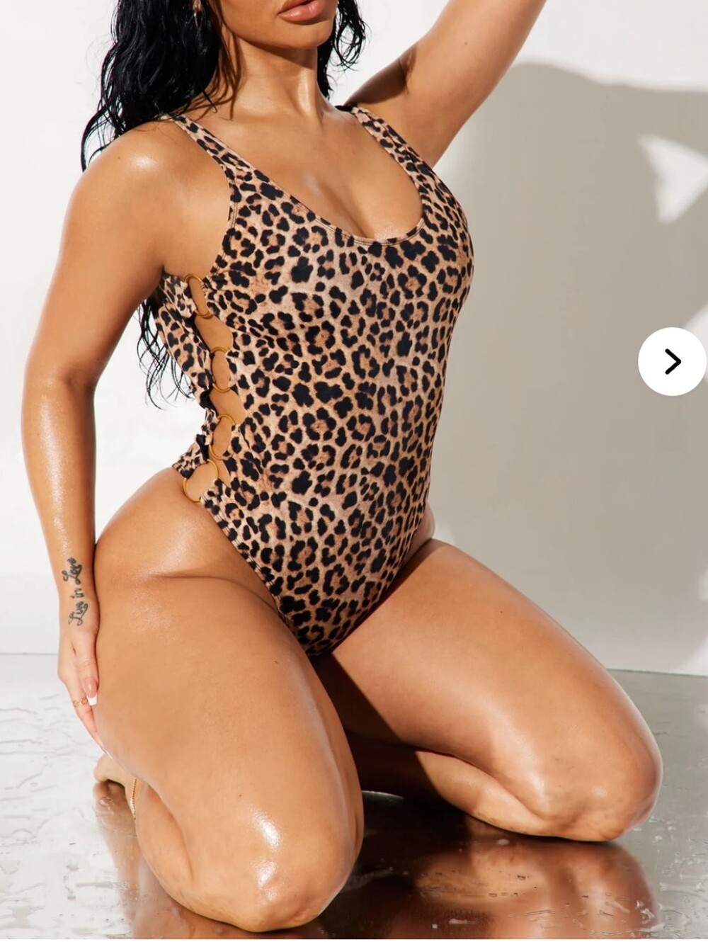 Fashion Nova Alicia Cut Out Leopard One-Piece Swimsuit Gold Rings Plus 2X NWT